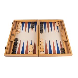 Leatherette Champagne Beige Backgammon Spiel - mit Blau Braun - 48x30cm  Spitzenqualität