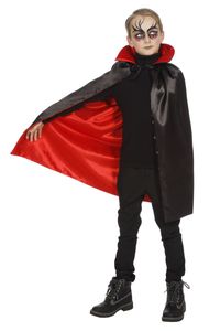 Kinder Kostüm Umhang mit Kragen Vampir Dracula Halloween schwarz-rot