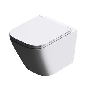 Mai & Mai Spülrandlos Wand-WC Hänge-WC A112 Toilette Weiß inkl. Softclose WC-Sitz Absenkautomatik Hänge-Toilette easyclean