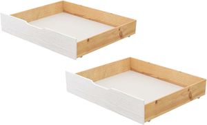 Alcube® Schublade HEIM 75 x 65 x 17 cm Bett-Schubkasten 80x160 cm mit Rollen für Hausbett Kinderbett, aus massiver Kiefer, 2-teiliges Set
