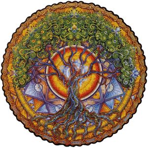UNIDRAGON Holzpuzzle Mandala – Baum des Lebens – 350 Teile – King Size 33 cm