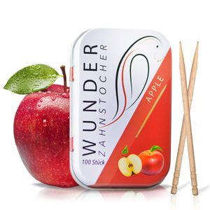 Wunder Zahnstocher - Zahnstocher mit Geschmack Apfel (md) - frischer Atem mit Aromatisierte Zahnstocher - Zuckerfrei, Vegan, Geschmack:Apfel