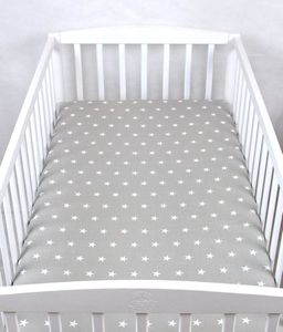 BABYLUX Spannbetttuch 70 x 140 cm Baby SPANNBETTLAKEN Baumwolle Kinderbett 91. Sterne Grau
