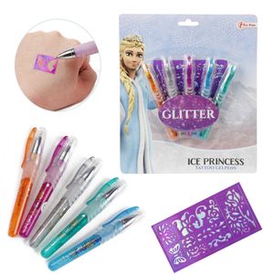 Toi-Toys 45650A - ICE PRINCESS 5 Tattoo Gelstifte Gelpens Glitzerstifte glitter