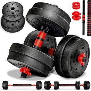 RE:SPORT 2 in 1 Hanteln Set 15 kg | Hantelset verstellbar | Kurzhantel & Langhantel | Sternverschlüsse & Verbindungsrohr
