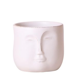 Kolibri Home | Zen face Blumentopf - Weißer Keramik Ziertopf Ø12cm