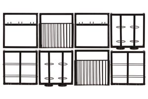 SIT Möbel Wandregal-Set 8-tlg. | 2 Körbe, Halterung für 8 Gläser und 10 Gläser | Metall antikschwarz | B 155 x T 15 x H 75 cm | 01053-57 | Serie THIS & THAT