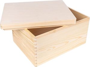 Creative Deco Veľká Drevená škatuľa XXL s Vekom | 40x30x22 cm (+/-1cm) | Drevená Truhlica škatuľa | Na Dokumenty, Hračky, Náradie | Hrubá a Neošetrená