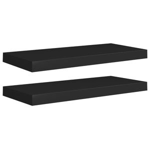 vidaXL Schweberegale 2 Stk. Schwarz 60x23,5x3,8cm MDF