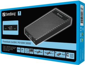 Sandberg Powerbank 2xUSB-C PD100W 30000 Lithium-Ion (Li-Ion) 30000 mAh Schwarz (420-87)