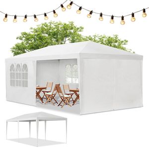 Juskys Partyzelt 3x6 m Weiß mit Dach & Seitenwänden - 18 m² Sonnenschutz Outdoor