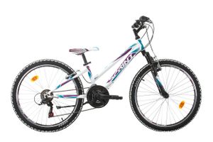 Sprint CALYSPO 24 Zoll Kinderfahrrad Mountainbike Alu Rahmen Weiß geeignet für 7, 8, 9, 10 Jahre Shimano 18 Gang-Schaltung
