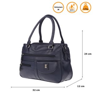 Große Damen Tasche Schultertasche Umhängetasche Henkeltasche Leder Optik Bag Navy