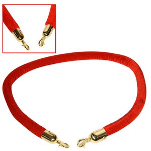 AREBOS Šnúra zo zamatu pre systémy na vedenie osôb, bariérové lano, bariérová páska, bariérová šnúra, vymedzovacie lano, 1,5 metra, kovanie: Zlatá, červená