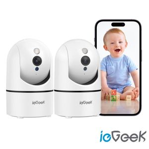 ieGeek Überwachungskamera Innen - 1080P 2MP Babyphone mit Kamera, 360 Grad WLAN Indoor kamera mit APP, Bewegungserkennung, Nachtsicht (2 Stk)