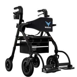WALCORA 2 in 1 Rollstuhl Rollator Faltbar und Leicht mit Sitz – Gehhilfe für Senioren Outdoor & Indoor Wohnung – Klappbar Gummireifen Leichtgewicht