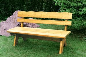 TPFGarden® Gartenbank / Holzbank DRIEBURG 150cm 3-sitzer aus Kiefer massiv✔ | Holz von höchster Qualität✔ | Farbton: Kiefer hellbraun imprägniert✔ | 1 Stück✔