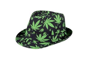 Trilby Hut mit Cannabis Druck Schwarz/Grün Hanf Gras Marihuana