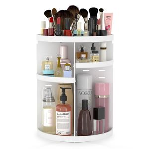 Intirilife 360 Grad rotierbarer Make-Up Organizer in Weiß - Kosmetik Aufbewahrungsbox für Schmuck Accesoires Make-Up und Hautpflegeprodukte