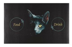 Napfunterlage Hund Katze Futtermatte 49 x 79 cm Fressnapf Unterlage Black Cat