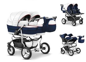 Zwillingskinderwagen 4 in 1 Twin Star inkl. Autositze - 13 Teile -  in 16 Farben