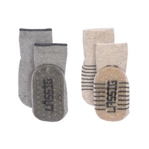 Lässig Anti-Rutsch-Socken 2 Paar  grau / beige, Größe 15-18