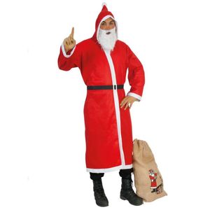 Weihnachtsmann Kostüm-Set mit Bart und Jutesack für Herren