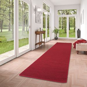 Feinschlingen Läufer Velour Teppich Strong Rot, Größe:100x300 cm