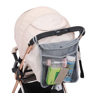 Kinderwagen Organizer Kinderwagentasche Buggy Tasche Getränkehalter Wickeltasche 34 x 30cm Oxford-Stoff Grau