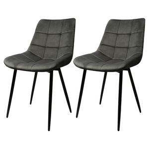 2er Set Esszimmerstühle Polsterstuhl mit Rückenlehne, bis 120 kg belastbar,Metallbeine,Dunkelgrau