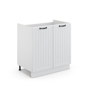 Vicco Spülenunterschrank Fame-Line, 80 cm ohne Arbeitsplatte, Weiß Landhaus/Weiß