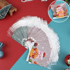 100 Stück Selbstklebende Cellophanbeutel Süßigkeiten Tüten Kekstüten Klarsichtbeutel für Weihnachten,Gastgeschenke (10*10+3 cm)