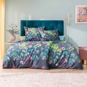 Estella Mako Satin Bettwäsche Bonny 4817-920 anthrazit-blau 135x200