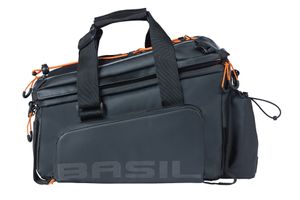 Basil Gepäckträgertasche 'Miles XL Pro', Tarpaulin, 9-36 Liter, schwarz/orange