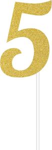 Creative Party - Tortendekoration "Number 5", Glitzer SG27017 (Einheitsgröße) (Gold)