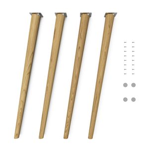 4x sossai® Holzfüße rund - schräge Ausführung 71cm Eiche Holzmöbelfüße Tischbeine Möbelbeine Holz Möbelfüße