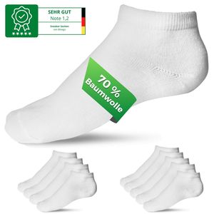 Binego Damen Frauen Sneaker Socken 10 Paar Kurze Füßlinge Größe 37-42  Weiß Baumwolle
