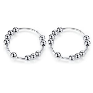 2er-Pack Anti-Stress-Ring mit 10 drehbaren Perlen Kupfer-Silber 19,5 mm