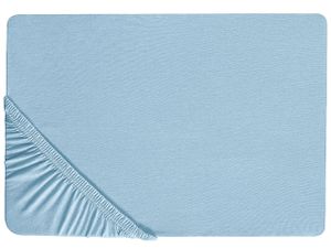 BELIANI Spannbettlaken Hellblau Baumwolle mit Gummizug 140 x 200 cm Betttuch für Klassische Hohe Matratze Atmungsaktiv Schlafzimmer Kinderzimmer