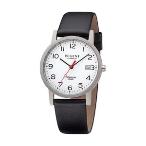 Regent Leder Herren Uhr F-1225 Analog Armbanduhr schwarz Lederarmband D2URF1225