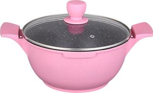 Kasan Kochtopf mit Antihaft-Marmorbeschichtung Ø24cm Aluguss Kazan Induktion PINK