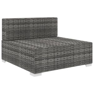 vidaXL Modular-Sofa-Mittelteil 1 Stk. + Auflagen Poly Rattan Grau