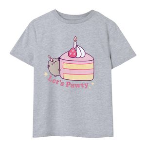 Pusheen - "Let's Pawty" T-Shirt für Mädchen NS7644 (158-164) (Grau meliert)