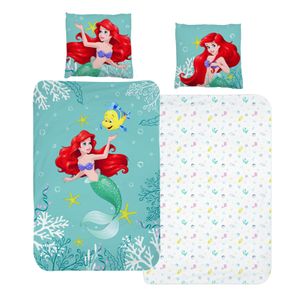 Arielle die Meerjungfrau Kinder-Bettwäsche 80x80 + 135x200 cm · 2 teilig · Disney Mermaid Prinzessin Mädchen-Bettwäsche · 100% Baumwolle in Renforcé