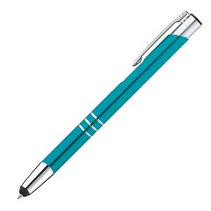 Touchpen Kugelschreiber aus Metall / Farbe: türkis