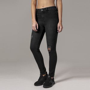 Dámské kalhoty Urban Classics Ladies High Waist Skinny Denim Pants black washed - 27