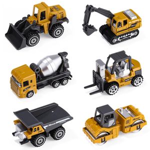 Baufahrzeuge, Bagger aus Metall und Kunststoff, Baufahrzeuge, sechsteilige Sets, Spielzeugfahrzeuge für Kinder ab 2 Jahren, Bagger, Mischer