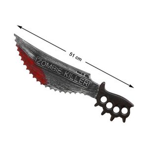 Spielzeug-Messer Zombie-Killer Halloween-Accessoire silber-rot 51 cm