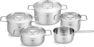 Fissler Pure Collection / Edelstahl-Kochtopfset, 5-teilig, Töpfe mit Metall-Deckel (3 Kochtöpfe,1 Bratentopf 1 Stielkasserolle) - Induktion