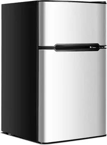 GOPLUS 90L Kühlschrank, Mini-Kühlschrank mit Gefrierschrank & einstellbarem Thermostat, Kühl-Gefrier-Kombination für Zuhause, Büro & Wohnung (Grau)